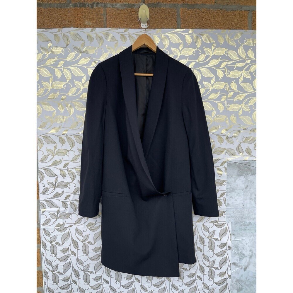 AllSaints Verne Draped Blazer Dress - Avant Garde Asymmetric - Black EU 36